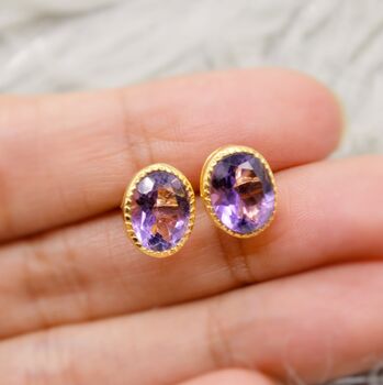 Purple Amethyst Sterling Silver Studs, 12 of 12