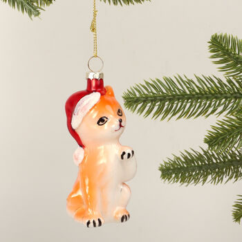 G Decor Glass Ginger Cat Christmas Tree Ornament, 2 of 4