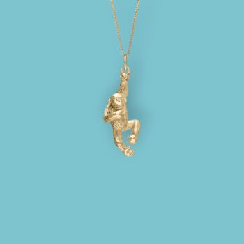 Cheeky Monkey Necklace In 18ct Gold Plated Silver, 3 of 12
