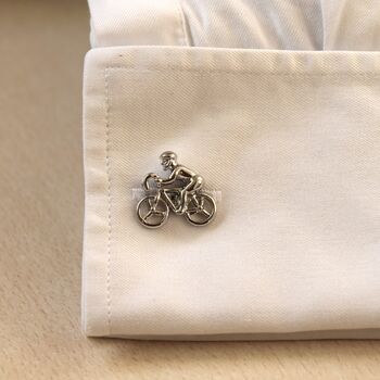 Bicycle Cufflinks Silver Bike Cufflinks For Cyclists Gift For Him, 5 of 6