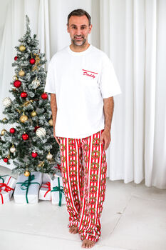 Family Christmas Garland Print Embroidered Personalised Pyjamas, 6 of 12