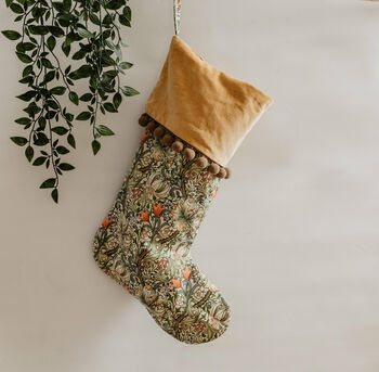 William Morris Golden Lily Christmas Stocking, 4 of 5