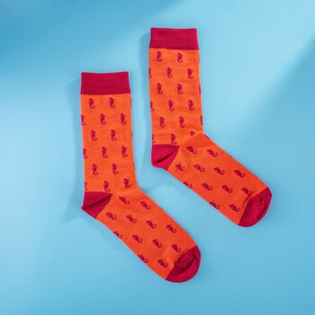 Men's Egyptian Cotton Socks With Sea Horses On Them, 4 of 4