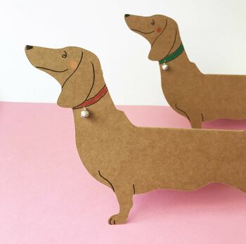 Free Standing Dachshund Greeting Card With Tiny Bell, 4 of 5