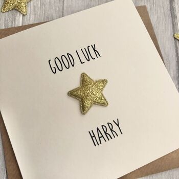Good Luck Glitter Star Personalised Card, 4 of 4