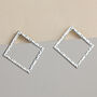 Large Silver Square Stud Earrings, thumbnail 1 of 3