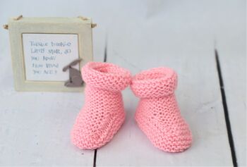 Pink Knitted Baby Boots, 2 of 5