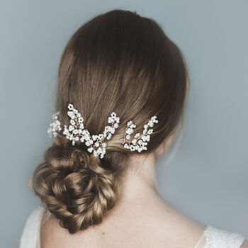 Set Of Five Pearl Sprig Wedding Hair Pins, 2 of 3
