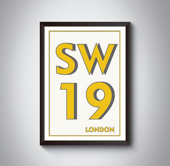 Sw19 Wimbledon, London Postcode Typography Print, 3 of 10
