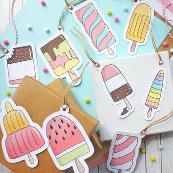 Illustrated Ice Lollies Gift Tags, Large, 3 of 10