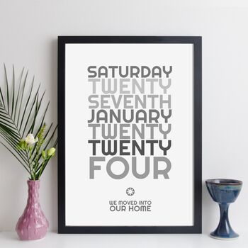 Personalised New Home Date Print With Message, 9 of 12