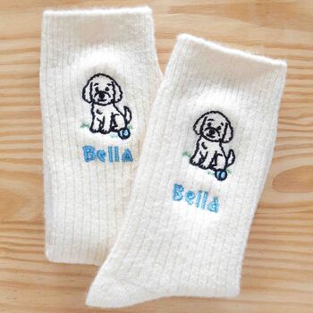 Personalised Dog Cashmere Wool Bed Sock Gift, 3 of 11