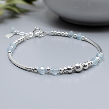 Aquamarine Gemstone And Sterling Silver Bracelet, March Birthstone Jewellery, 5 of 6
