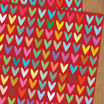 Red Hearts Wrapping Paper Two Sheets, 3 of 5