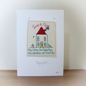 New Home Card, Embroidered, Personalised, 12 of 12