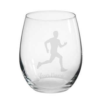 Personalised Male Runner Engraved Glass, 5 of 7