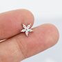 Sterling Silver Cz Flower Barbell Earrings, thumbnail 3 of 12