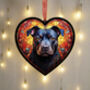 Staffordshire Bull Terrier Stained Glass Effect Heart Suncatcher, thumbnail 3 of 7