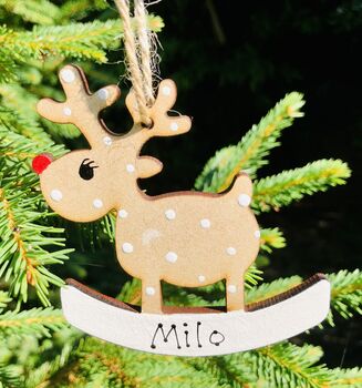 Personalised Rocking Reindeer Christmas Decoration, 2 of 4