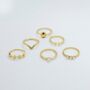 Six Piece Gold Plated Oxidised Multi Finger Ring Set, thumbnail 6 of 6