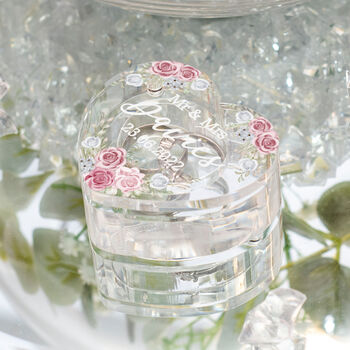 Personalised Flowers Acrylic Heart Wedding Ring Box, 3 of 4