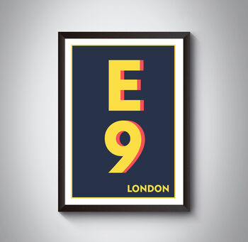 E9 Homerton Hackney London Typography Postcode Print, 7 of 10