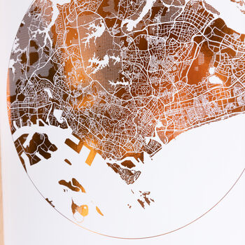 Personalised Circular Metallic Foil Map Print, 4 of 9