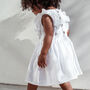 White Ruffled Cotton Children's Dress, thumbnail 1 of 5