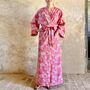 Long Kimono In Prussian Pink Botanic Floral, thumbnail 1 of 5