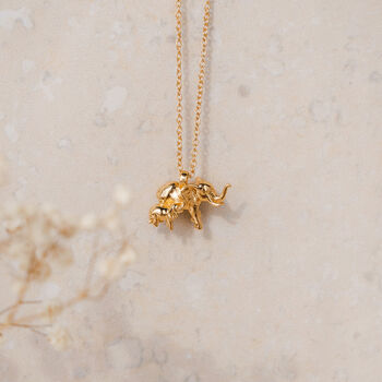 Elephant And Baby Gold Plated Necklace, 10 of 11