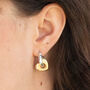 Mixed Metal Puffy Heart Hoop Earrings, thumbnail 1 of 5