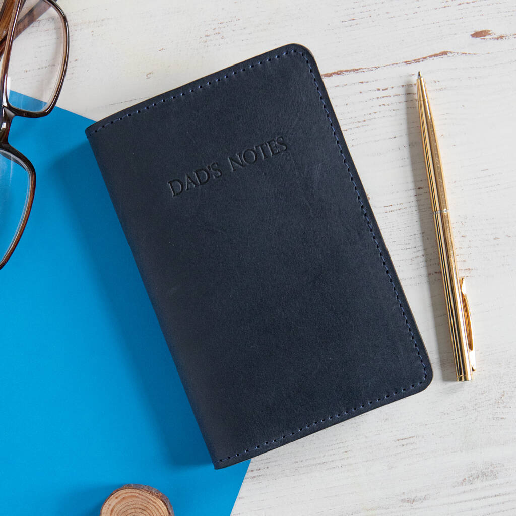 Personalised Leather Notebook Your Name on the Cover Pocket or Handbag Size. 