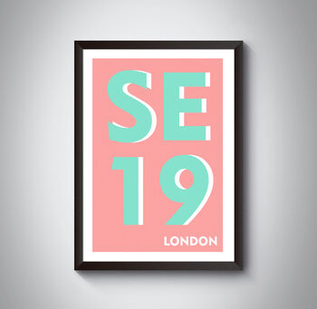 Se19 Crystal Place, London Postcode Typography Print, 5 of 10