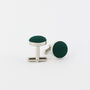 Woven Fabric Faced Cufflinks Dark Green, thumbnail 1 of 4