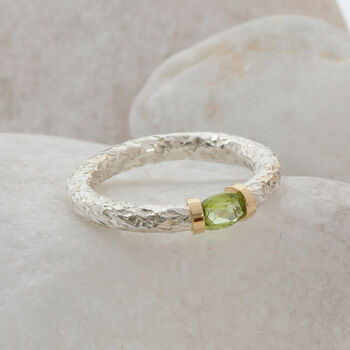 Handmade Silver Textured Ring With A Choice Of Gemstone, 4 of 11