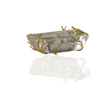Handmade Crystal Glass Ashtray With Gold Vine Accent, 5 of 7