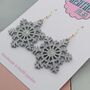 Silver Large Snowflake Glitter Christmas Earrings, thumbnail 4 of 5
