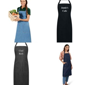 Personalised Denim Adjustable Bib Pocket Apron, 4 of 5