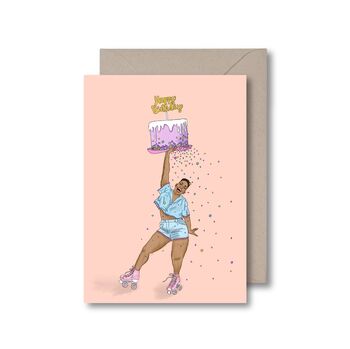 Birthday Skates Girl Black Birthday Card, 2 of 2