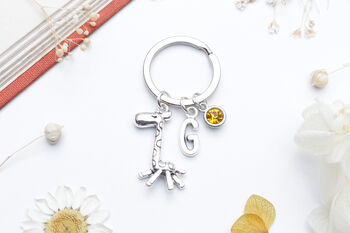 Personalised Giraffe Keyring Cute Animal Keyring, Daughter Gift, 2 of 9