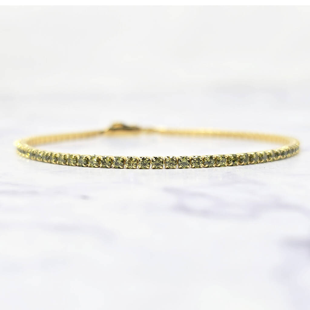 Peridot August Birthstone Dainty Tennis Bracelet, 1 of 3