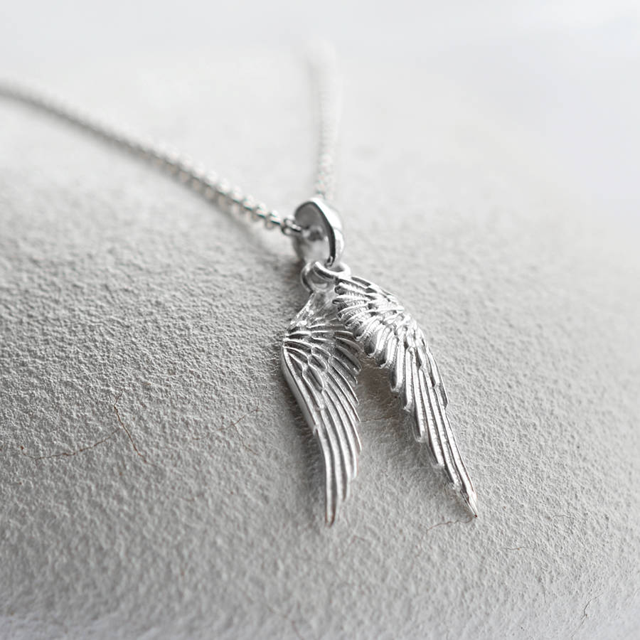 Sterling Silver Angel Wings Necklace, 1 of 6