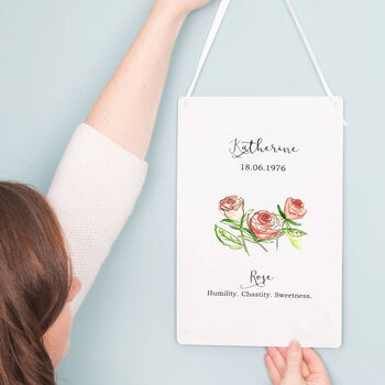 Birth Flower Personalised Water Colour Hanging Print, 12 of 12