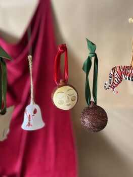 Moon Face Ceramic Glitter Bauble, 6 of 8