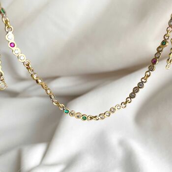 Disco Dots Diamond Emerald And Sapphire Tennis Necklace, 5 of 11