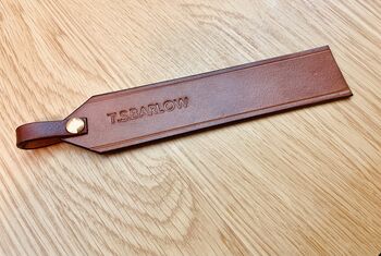 Personalised Date Leather Bookmark, Spanish Brown, 9 of 10