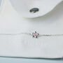 Sterling Silver Pink Crystal Flower Charm Bracelet, thumbnail 6 of 6