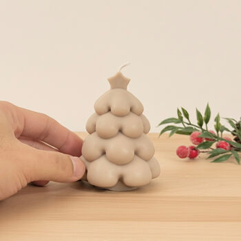 Beige Christmas Tree Candle Festive Decoration, 8 of 10