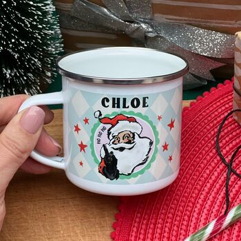 Christmas Santa Claus Enamel Mug, 5 of 6
