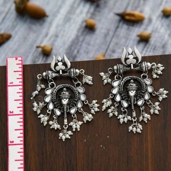 Spiritual Ganesha Indian Statement Earrings Necklace, 4 of 9